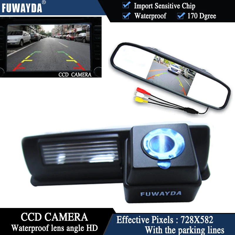 FUWAYDA CCD Chip Car RearView Camera for Toyota HARRIER / ALTEZZA / PICNIC / ECHO VERSO / CAMRY+4.3 Inch rearview Mirror Monitor