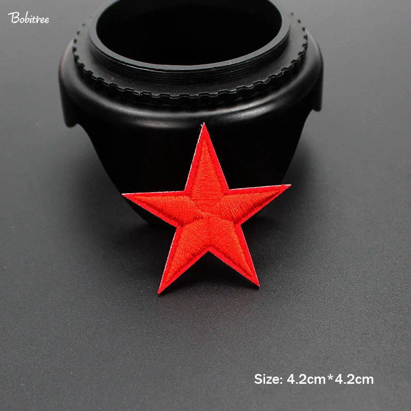 10 pcs Red Stars Small Applique Transfer Patches Iron on Embroidery Stickers for Clothes Sewing Cloth Decoration DIY Acessories