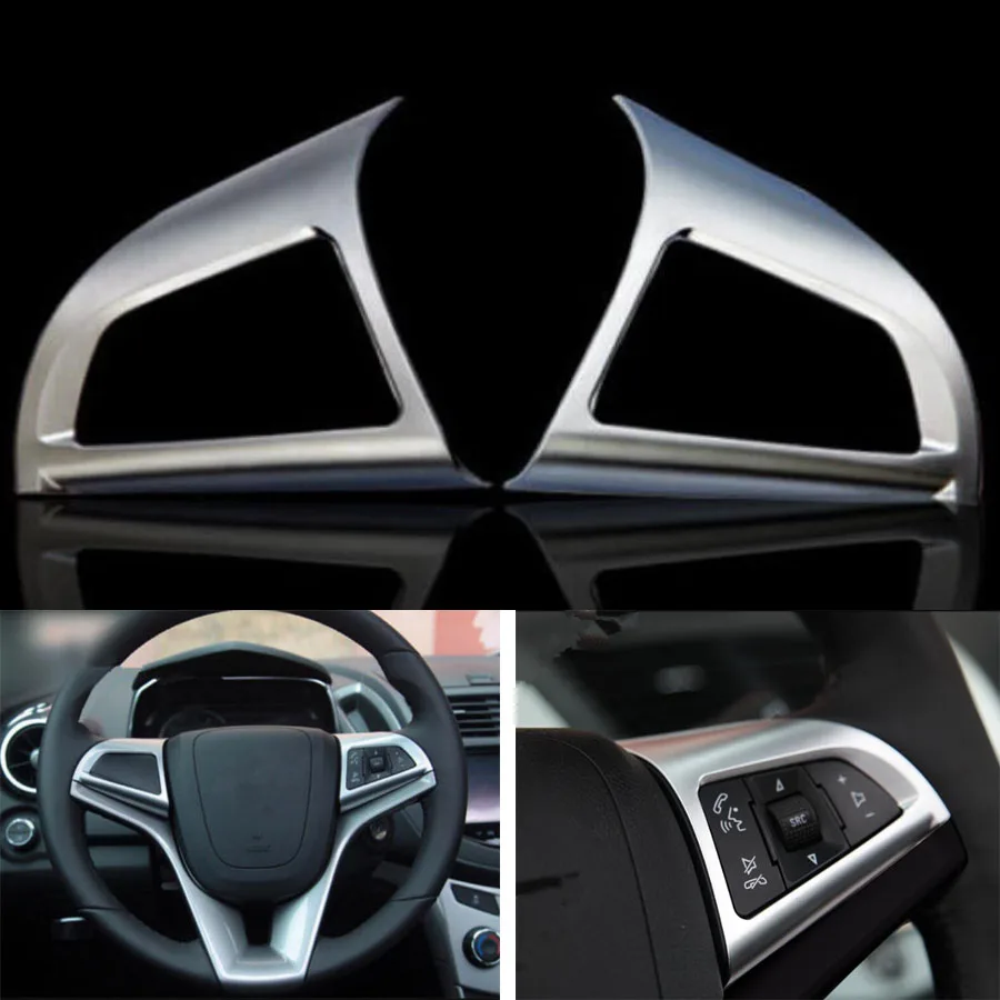 2Pcs/set Car Steering Wheel Switch Button Frame Trim Sequins Sticker For Chevrolet Trax 2014 2015 Car-covers Styling