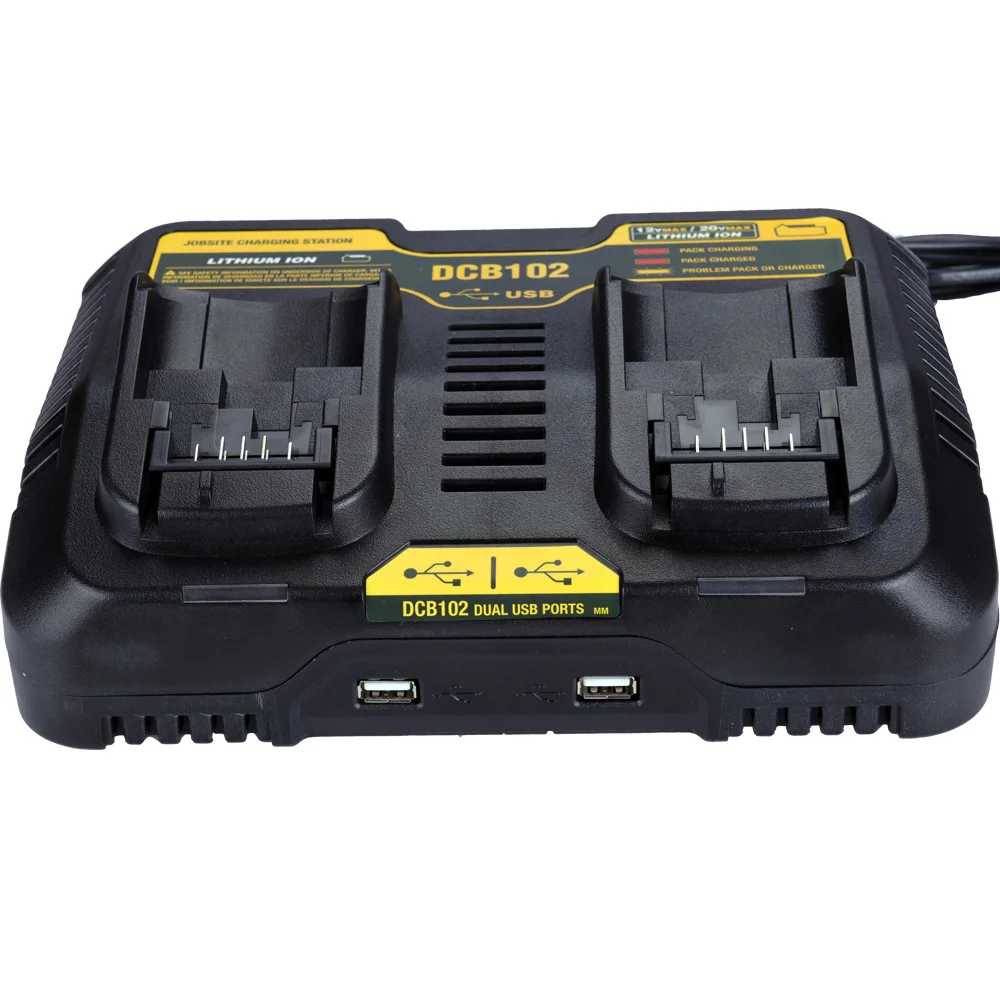 DCB102 Double Li-ion Battery Charger USB 5V for Dewalt 12V 14.4V 18V 20V DCB101 DCB200 DCB140 DCB105 DCB200 DCB201 DCB203