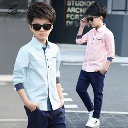 Abbigliamento per bambini primavera autunno ragazzi camicette di cotone bambini ragazzi camicia a maniche lunghe camicia moda per bambini 5-15 anni colletto rovesciato