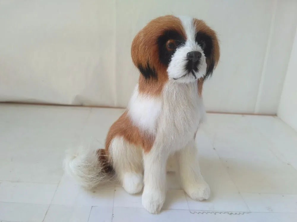 cute simulation Saint Bernard dog model polyethylene&fur high quality small dog doll gift about 14x12cm 1399