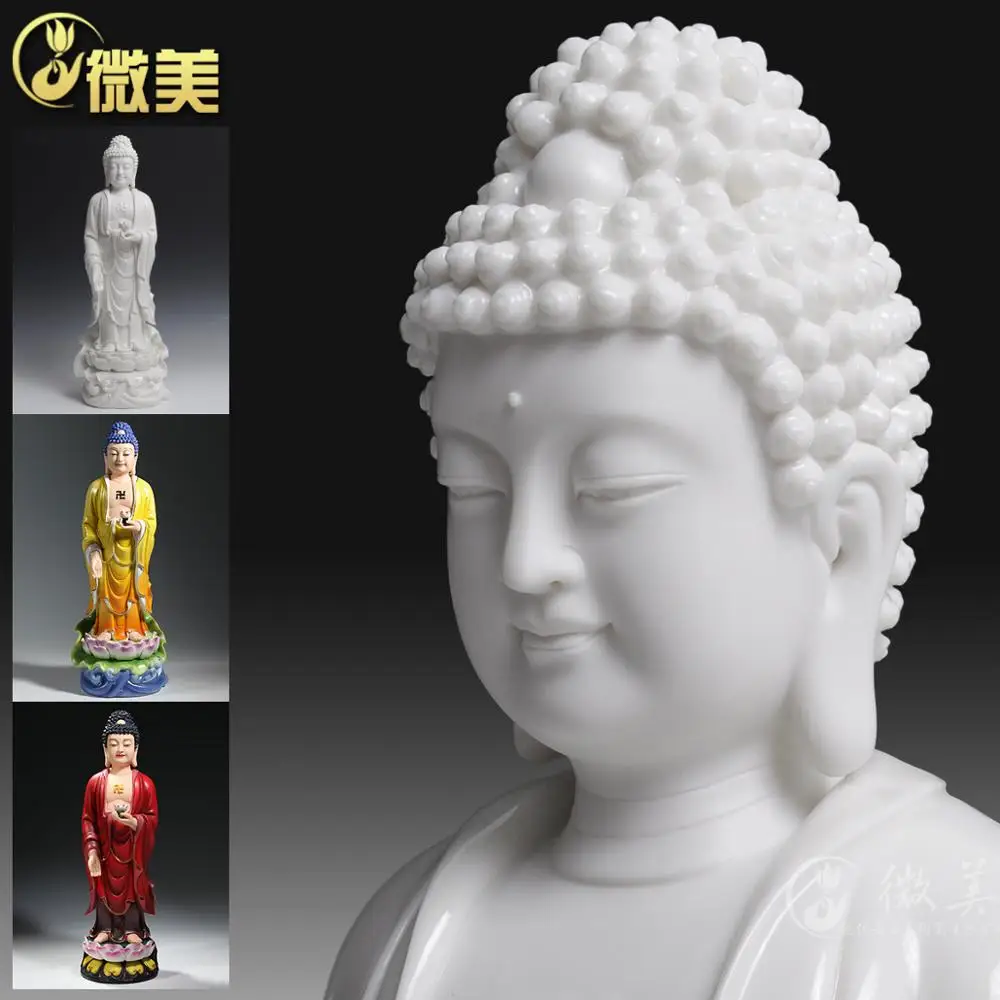 How heavy elegant size crossing Sam west of Dehua ceramic Buddha put Ephraim Amitabha Buddha Guanyin