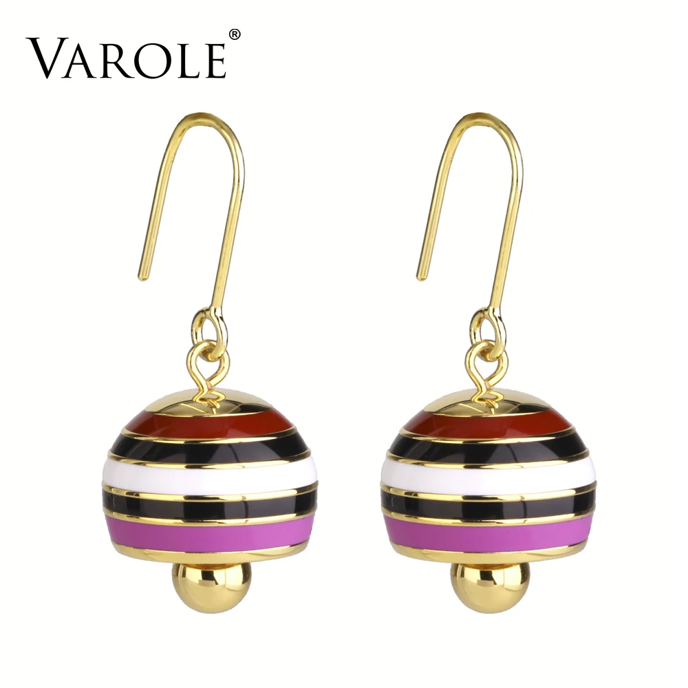 Gold Tone Enamel Bell Dangle Drop Earrings for Women