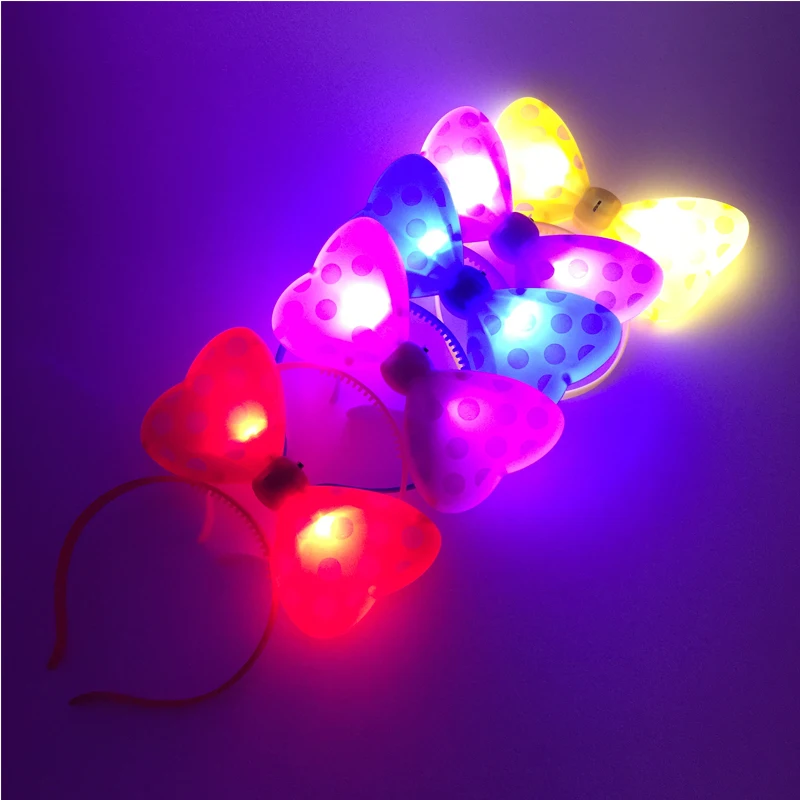 50PCS Party Decoration Led Glow Light Butterfly Xmas Headwear For Birthday Party Decoration Colorful Headband Children Gift