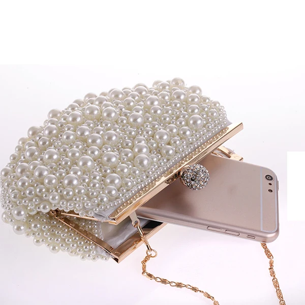 Evening Wedding Clutch Handbag Pearl Bag Dress Dinner Bag Small Purse Bridesmaid Handbag White