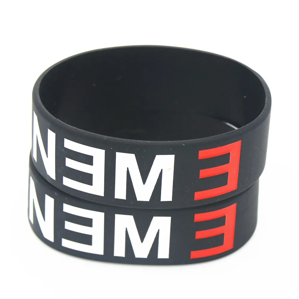 1PC Hot Sale Eminem Wristband Made Of Latex-Free Black Silicone Rubber Bracelets&Bangles for Music Fans Concert Gift SH105