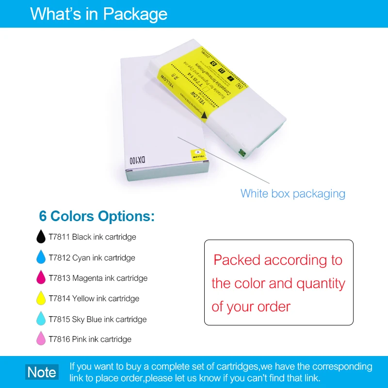 T7811-T7816 Compatible Ink Cartridge Filled With Dye Ink For Fujifilm Frontier-S DX-100 Fuji DX100 200ML/PC (6 Colors Options)