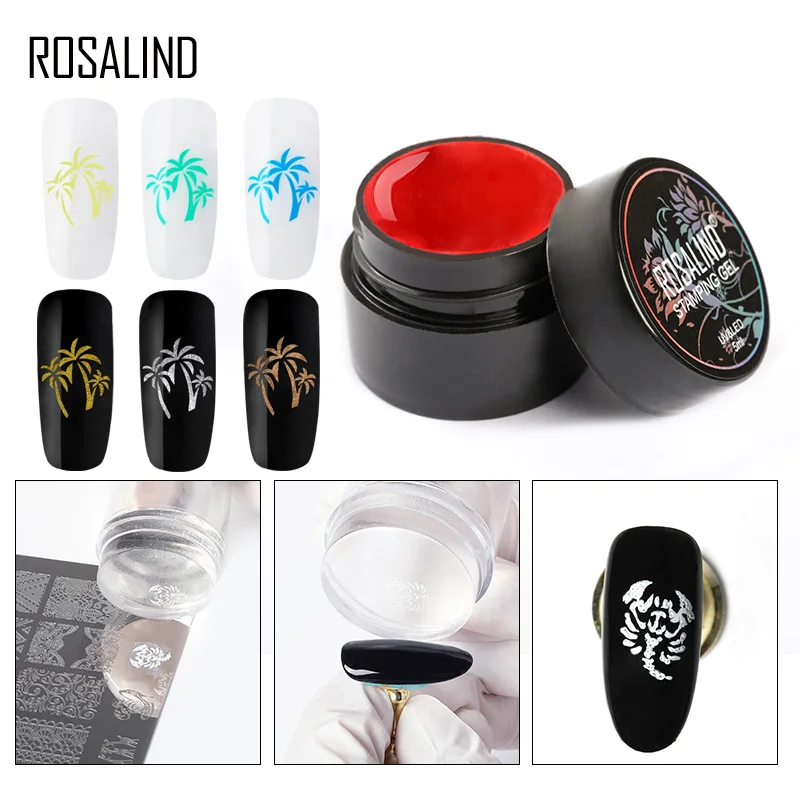 ROSALIND Unghie Artistiche Che Timbra Piastra di Gel di Gel Per Unghie 5ml Olio di Stampa Semi Permanente di estensione Del Gel Del Chiodo Set Per Manicure