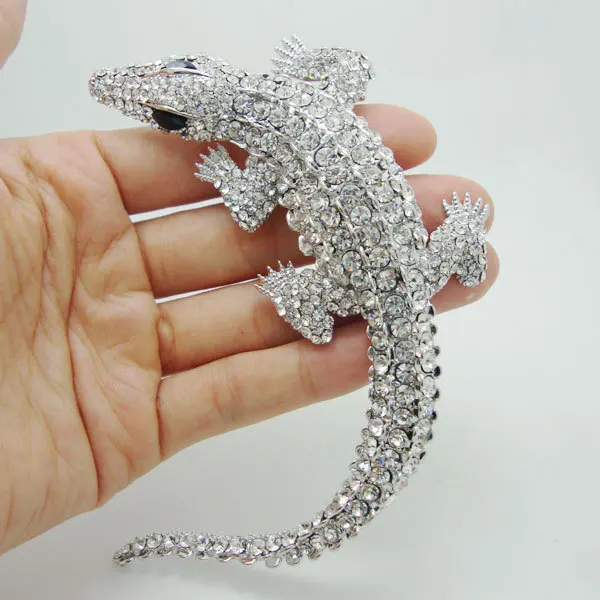 

TTjewelry Gorgeous Bride Bridesmaid Crocodile Animal Pendant Rhinestone Crystal Bride Wedding Brooch