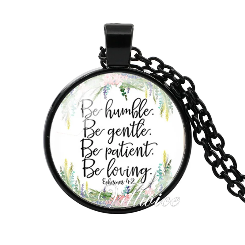 Be patient Be gentle Be humble Be loving scripture quote bible verse necklace Inspirational jewelry for christian faith gifts