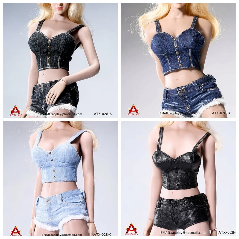 

1/6 scale figure accessories Female Hot top and denim shorts+shoes suit for PHICEN 12in action figure doll.not include doll 1723