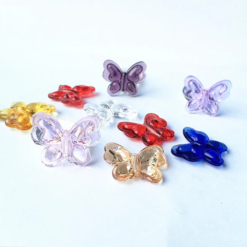 2023 Fashion Glossy Chandelier Crystals Glass Curtain Parts Diy Accessories Beads 10pcs Blass Artificial Mixed Colors Butterfly