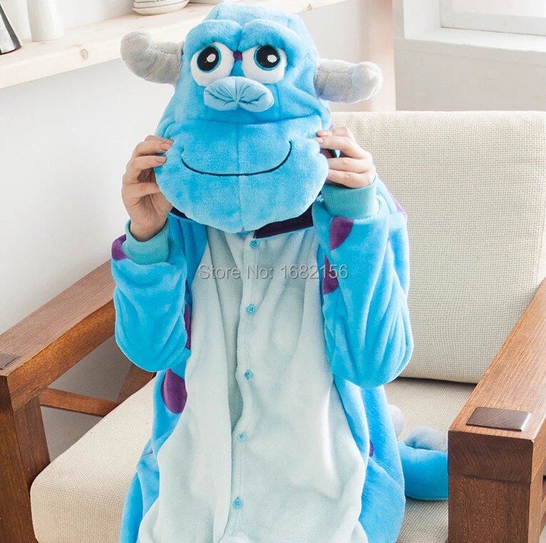 Kigurumi Blue Monster University Sulley Sullivan Onesies ชุดนอนคอสเพลย์ชุดนอนชุดเดรสปาร์ตี้ Pijamas