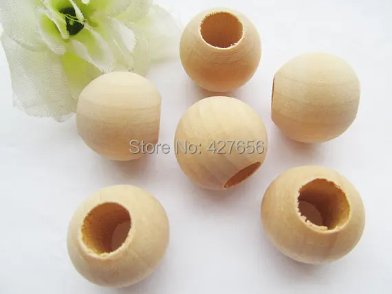 25pcs 20mm Unfinished Barrel Ball Natural Wood Spacer Beads Charm Finding,Middle Large Hole ,DIY Accessory Jewellry Making