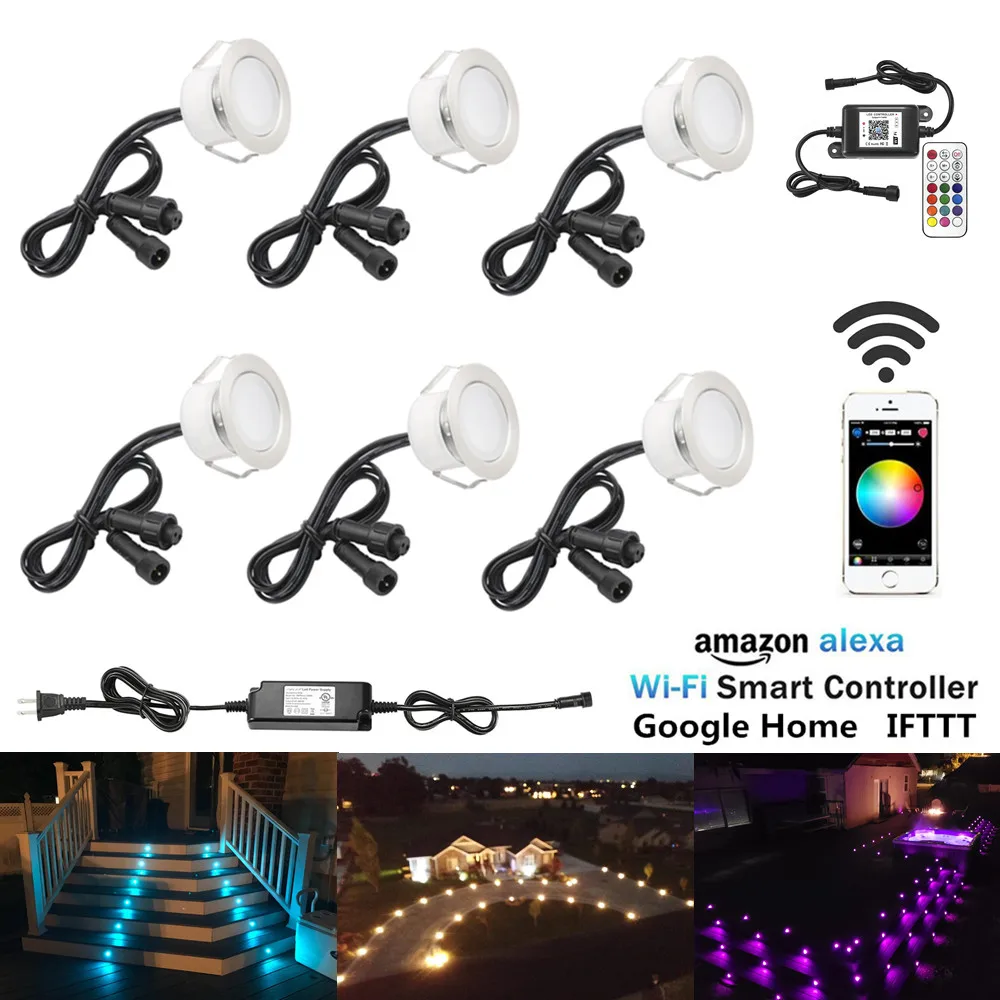 

6X Smart WIFI Phone APP Control RGB/RGBW 45mm 12V ip67 Cabinet Stair Step LED Deck Rail Lights for Alexa Echo Google Home IFTTT