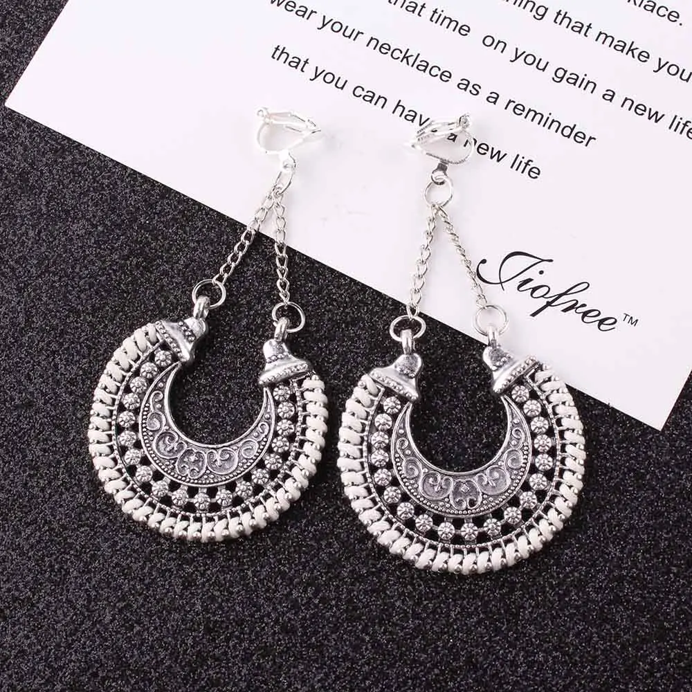 FAMSHIN 2018 Fashion Boho Long Clip on Earrings For Women Jewelry Vintage Earrings Power Bohemian Rope Wrap Earrings