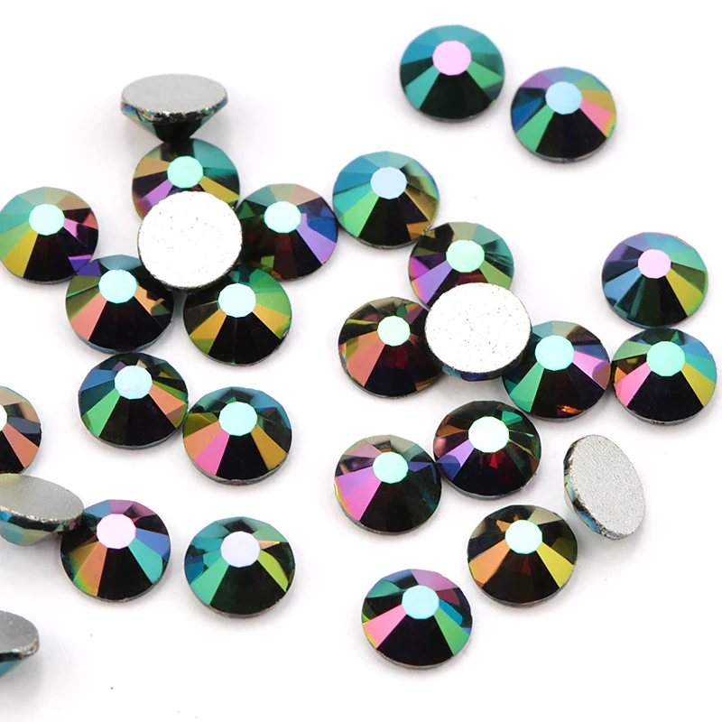 QIAO Metal Rainbow Color Glass Flatback Rhinestones SS16 SS20 SS30 Non Hotfix Rhinestone for Garment