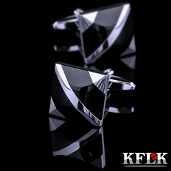 KFLK jewelry fashion shirt cufflinks for mens Brand cuff buttons cuff link Black gemelos High Quality abotoaduras guests