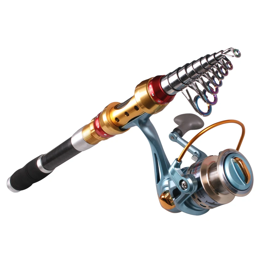 

Free shipping 1.8 2.1 2.4 2.7 3.0 3.6m carbon telescopic Fishing Rod Combo Casting fishing Rod with spinning Reel Set pcase