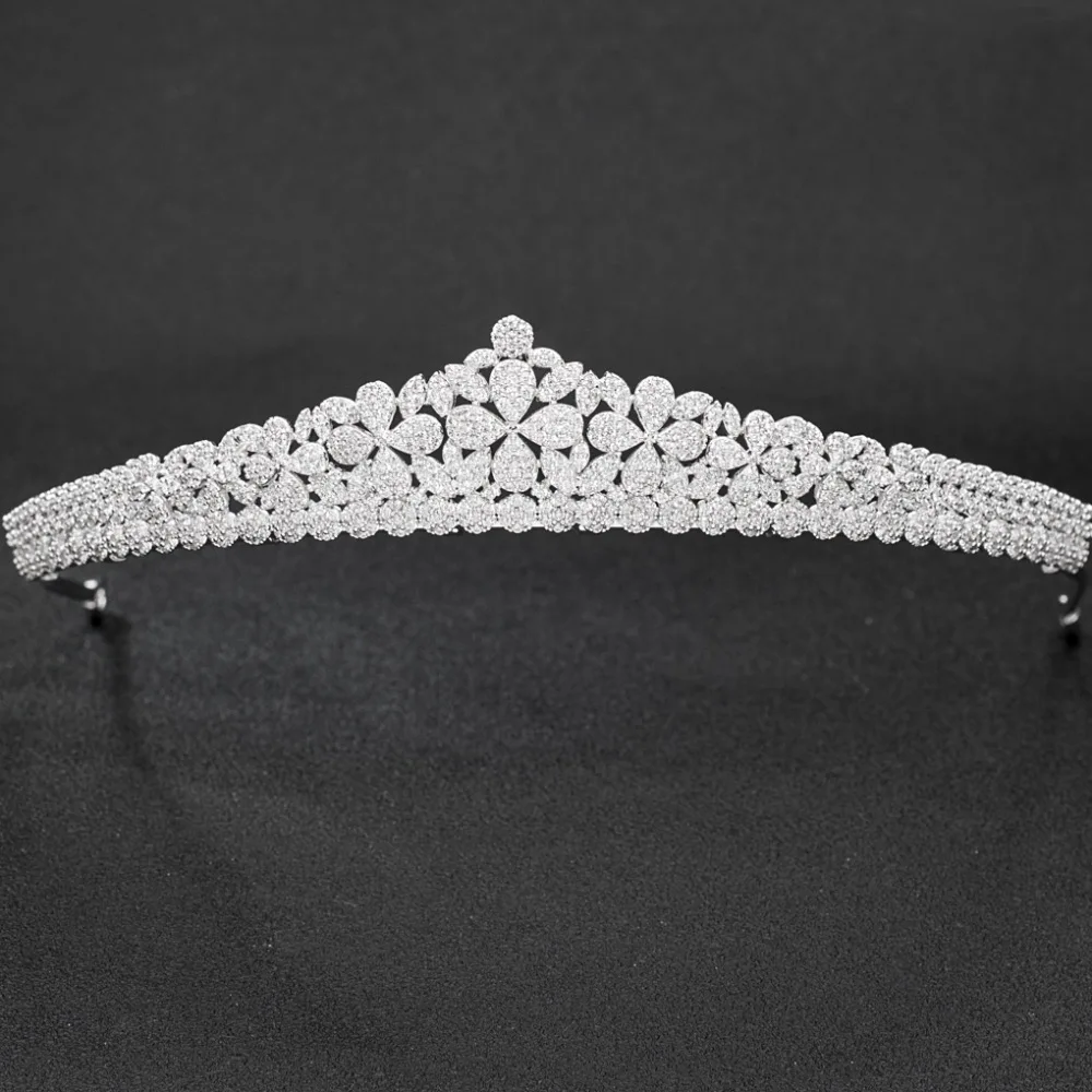 

Cute Full 3A CZ Cubic Zirconia Wedding Bridal Silver Tiara ,Headband Women Girl Party Hair Jewelry Accessories CH10105