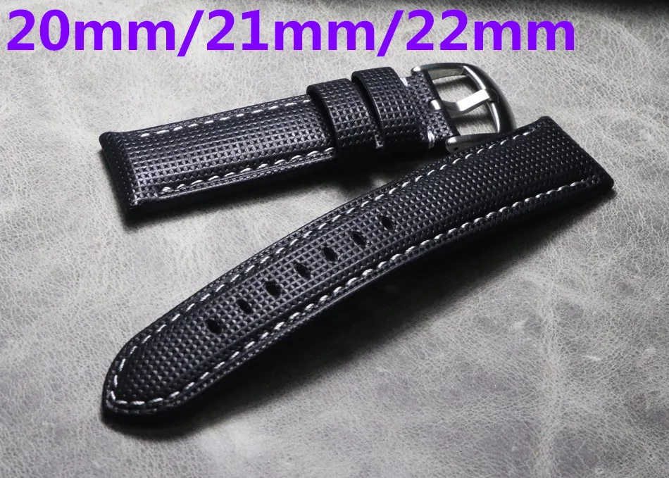 Handmade Men Black Watch Strap 20mm 21mm 22mm 24mm 26mm Vintage Cow Leather Watch Band For Panerai Fossil Seiko Watchband