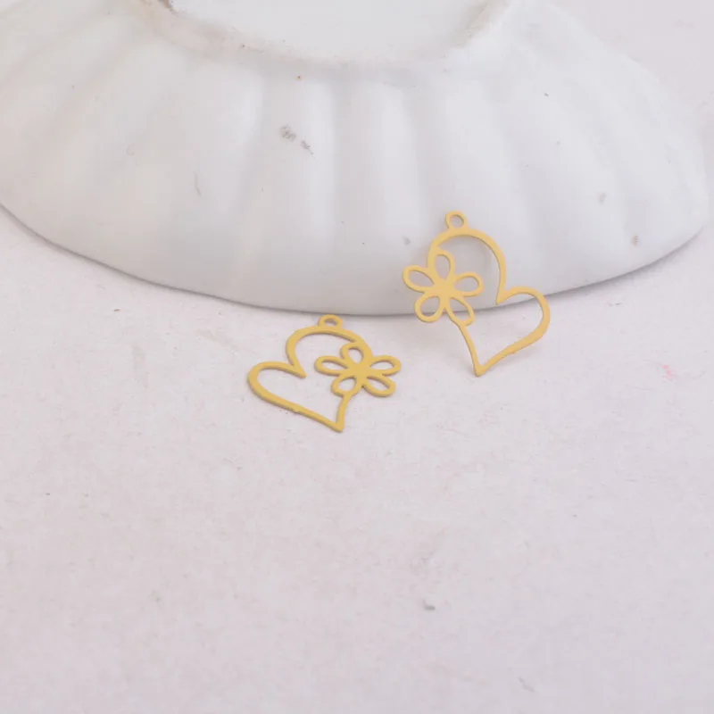 100 Stück AC9285 16*18mm Herz- und Sternanhänger Kleine Herzanhänger DIY Schmuckkomponenten – Detail 4