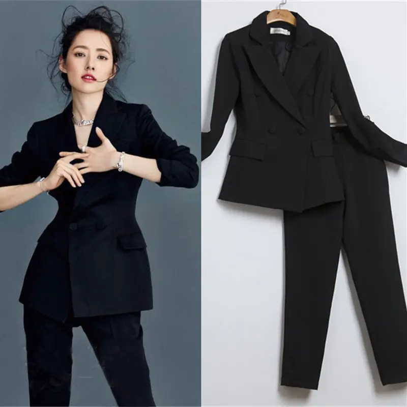 Women white Slim Pant Suits Female suit dress Notch Lapel Women\'s Business Office Tuxedos Jacket+Pants Ladies Suit