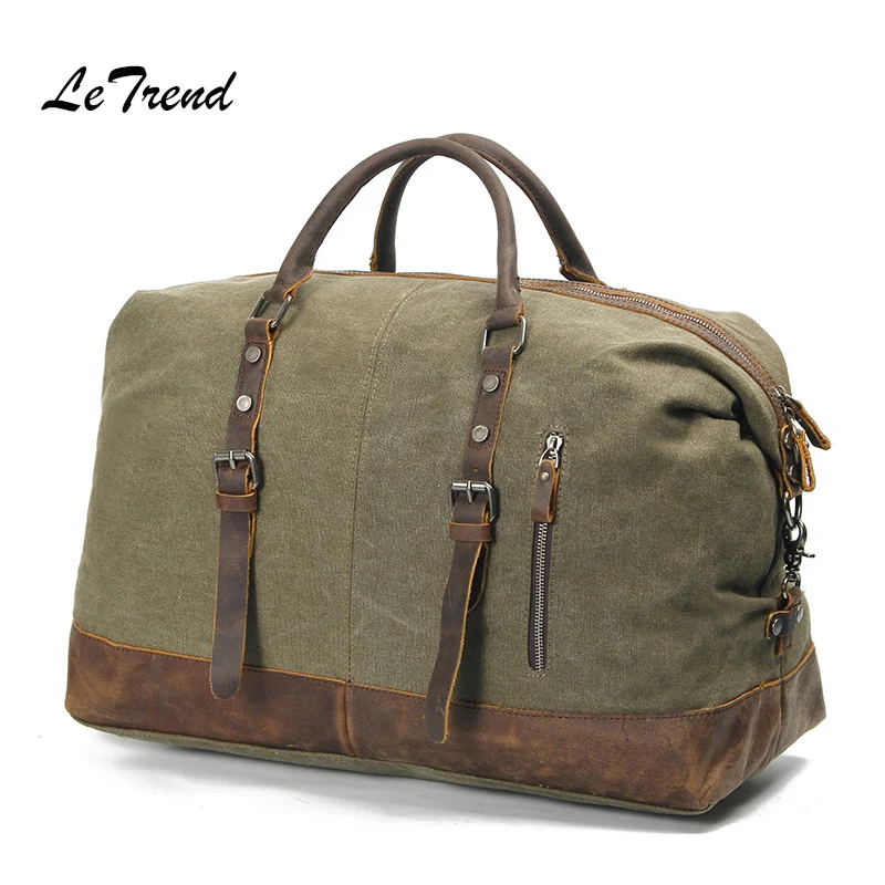 

LeTrend Retro Men's Travel Bag Handbag Vintage Shoulder Bags Canvas Handbags High capacity Hand Luggage