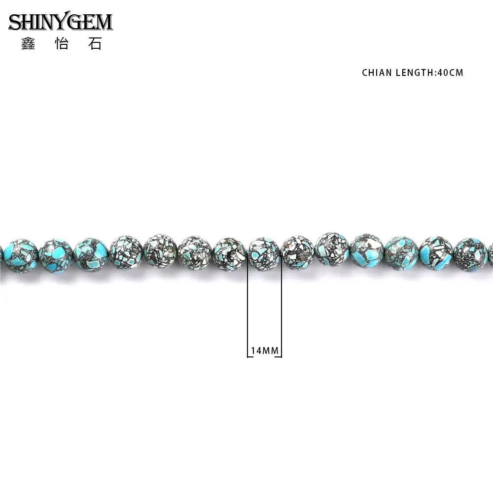 shinygem 14mm big round aaa grade wholesale lots bulk blue turquoises natural stone beads for jewelry making