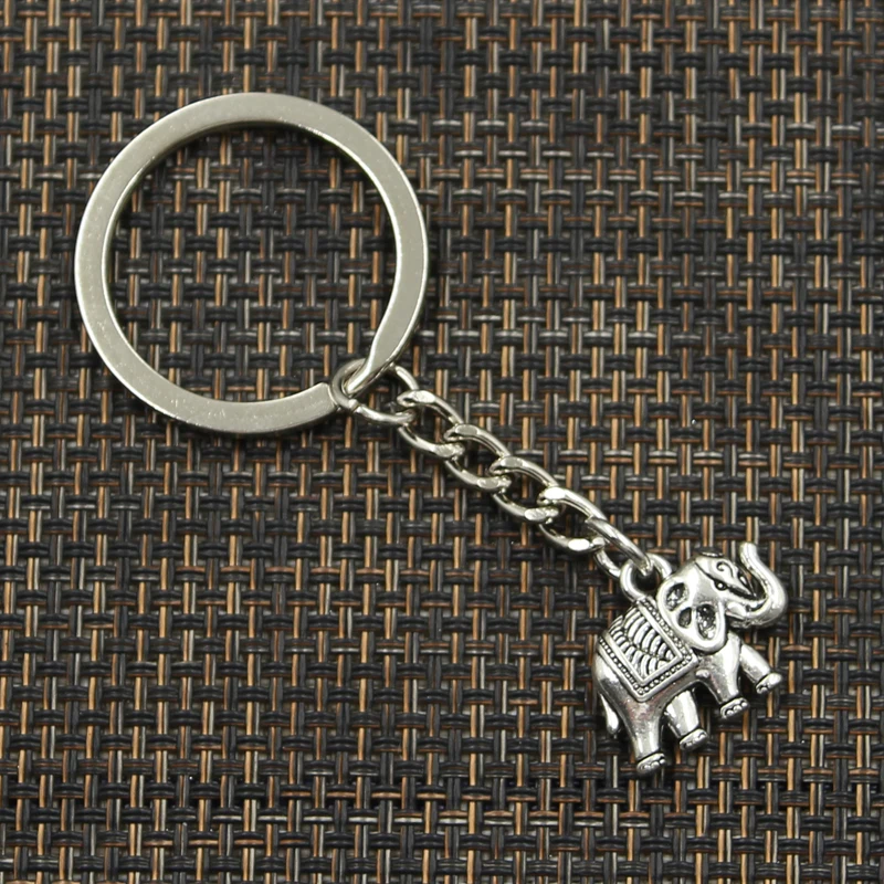 Fashion 30mm Key Ring Metal Key Chain Keychain Jewelry Antique Silver Color Plated Thailand Elephant 16x20mm Pendant