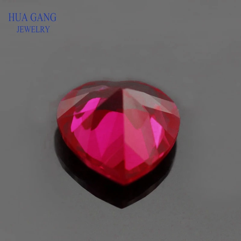 8# Red Stone Heart Shape Princess Cut Synthetic Corundum Gems stone For jewelry Size 3x3~10x10mm