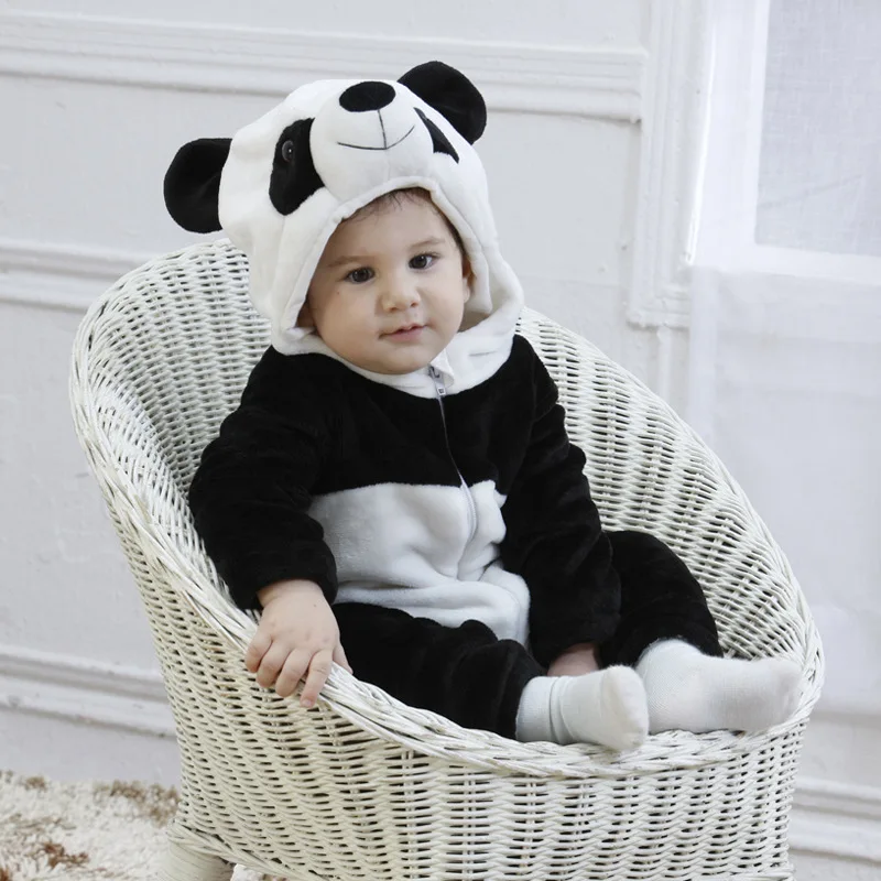 Baby Panda Kigurumi Pajamas Clothing Newborn Infant Romper Onesie Rabbit Cosplay Costume Outfit Hooded Jumpsuit Winter Boy Girl