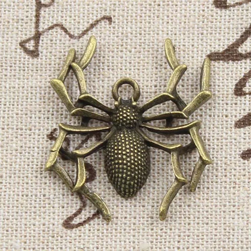 4pcs Charms Spider Halloween 35x32mm Antique Making Pendant fit,Vintage Tibetan Bronze Silver color,DIY Handmade Jewelry