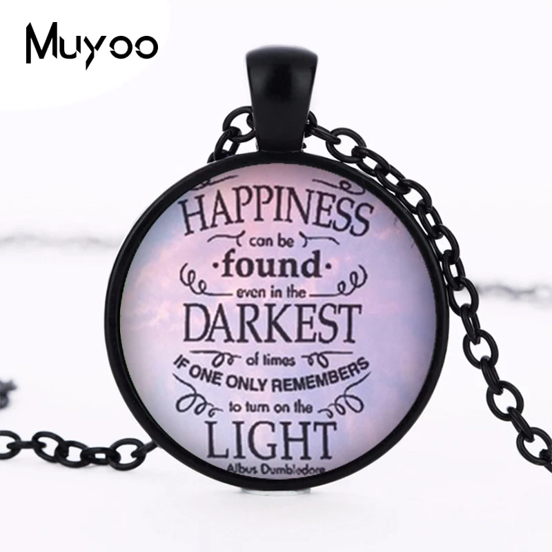 1pcslot Happiness Can Be Found Quote Pendant & Necklace Cabochon Vintage Bronze Statement Necklace HZ1