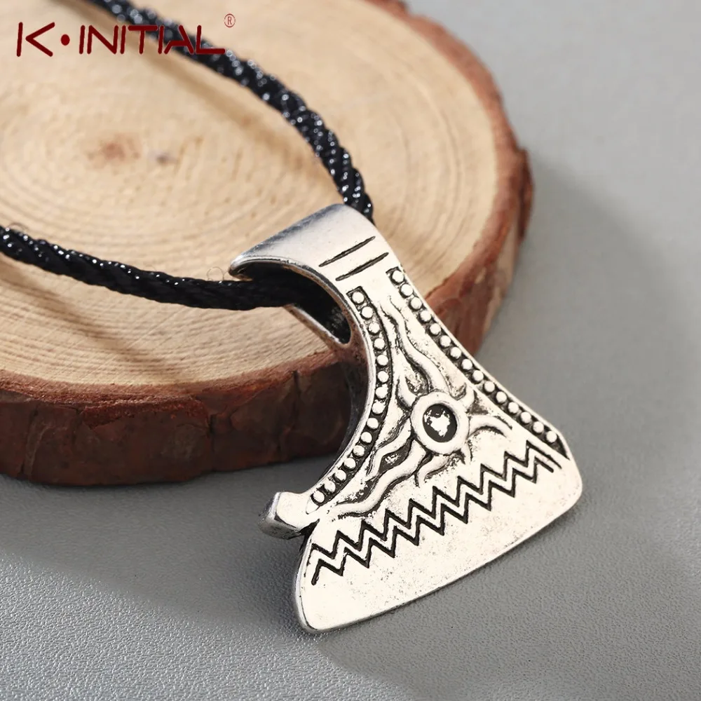 Kinitial Retro Nordic Vikings Charm Necklace Rune Axe Amulet Runes pendant Scandinavian Choker Necklaces Bijoux