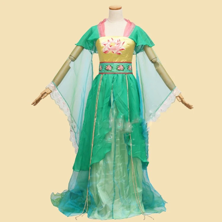 Light Green Lotus Flower Fairy Costume Thematic Photography Hanfu Stage Performance Wear for Woman