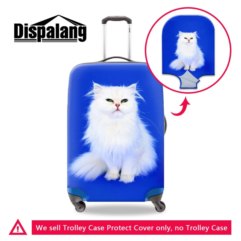 Custom Design Luggage Protector Cover For Children White Cat Print Dirtproof Case On Suitcase Kids Thick Elastic Washable Covers