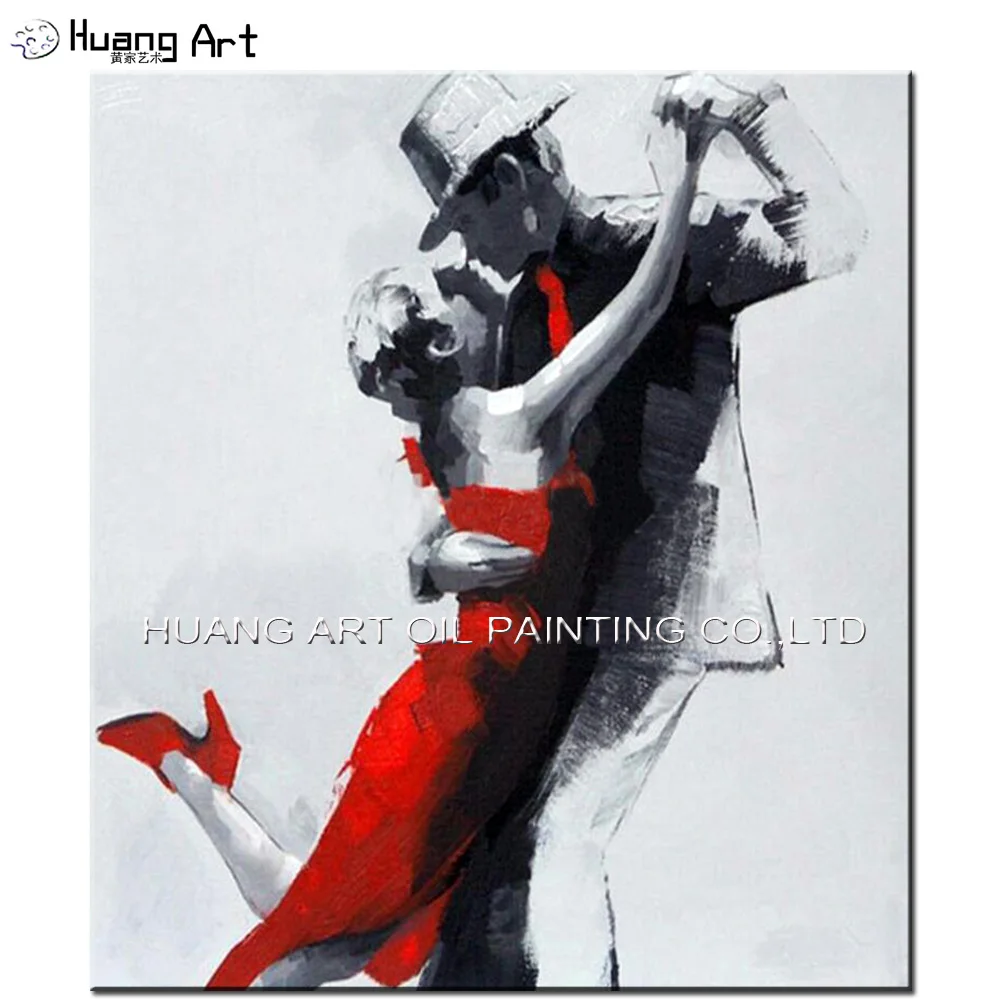 Hand-painted Modern Dancer Figure Oil Painting on Canvas for Living Room Decoration Handmade Men and Women Tango Oil Painting