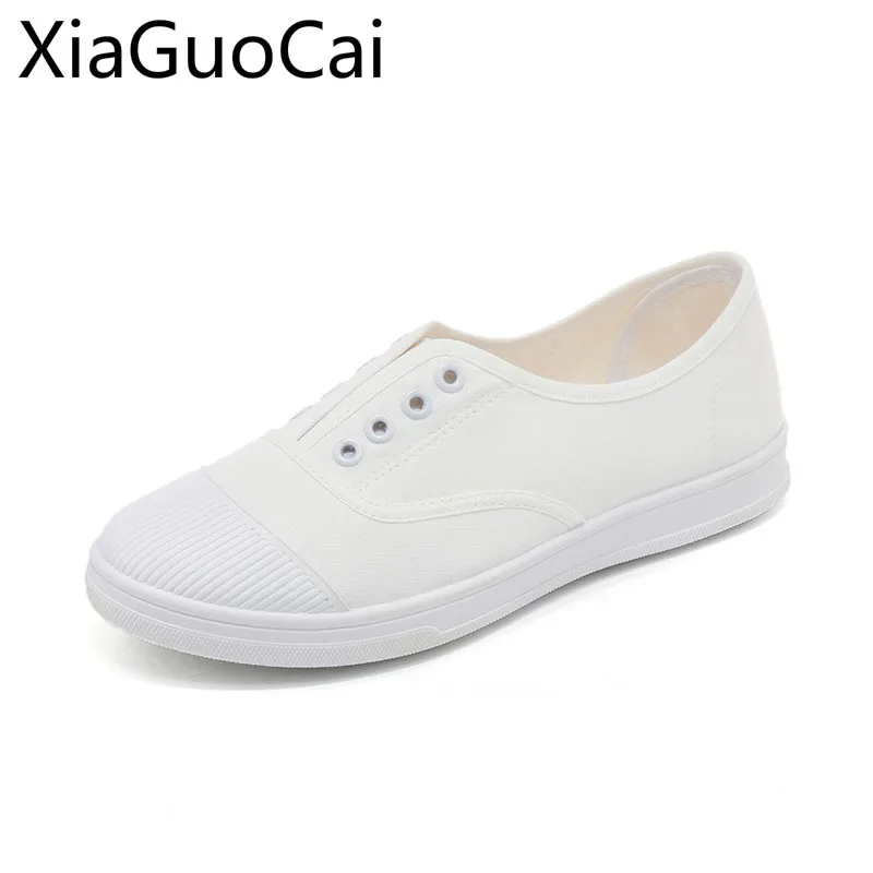 Lightweight Women Canvas Shoes Spring and Autumn Flat Female Casual Shoes Bottom Slacker Shallow Slip on Sneakers