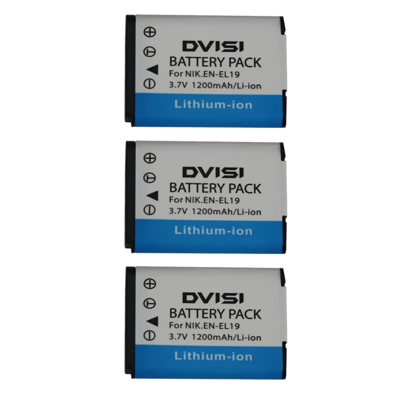 Batterie li-ion rechargeable, EN-EL19 ah, 2 pièces/lot, pour appareil photo Nikon Coolpix S100 S2500 S3100 S4100 z1, EL19 ENEL19