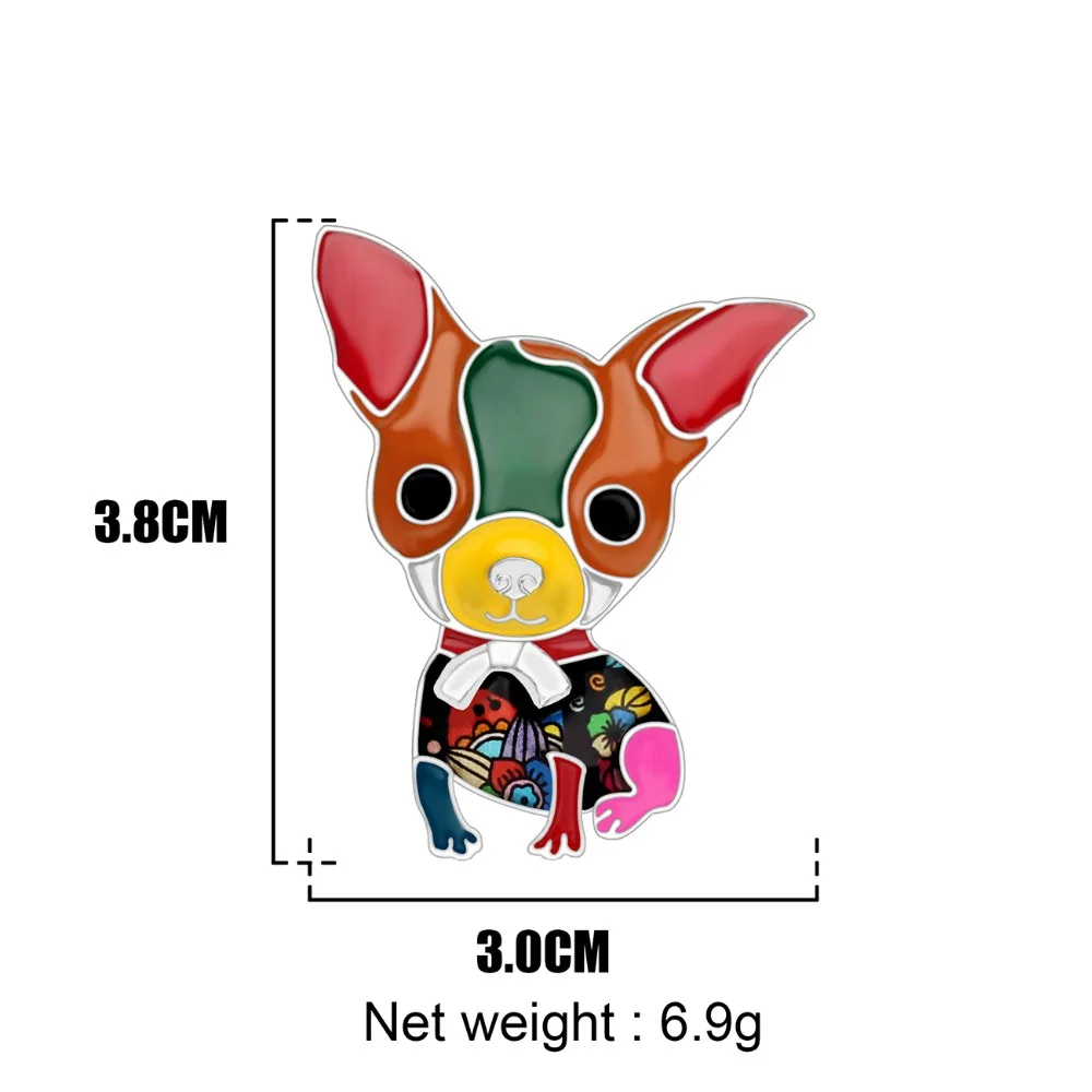 WEVENI Enamel Alloy Chihuahua Dog Brooches Cartoon Animal Jewelry Pin For Scarf Clothes Women Girls Pet Lovers Gift Accessories