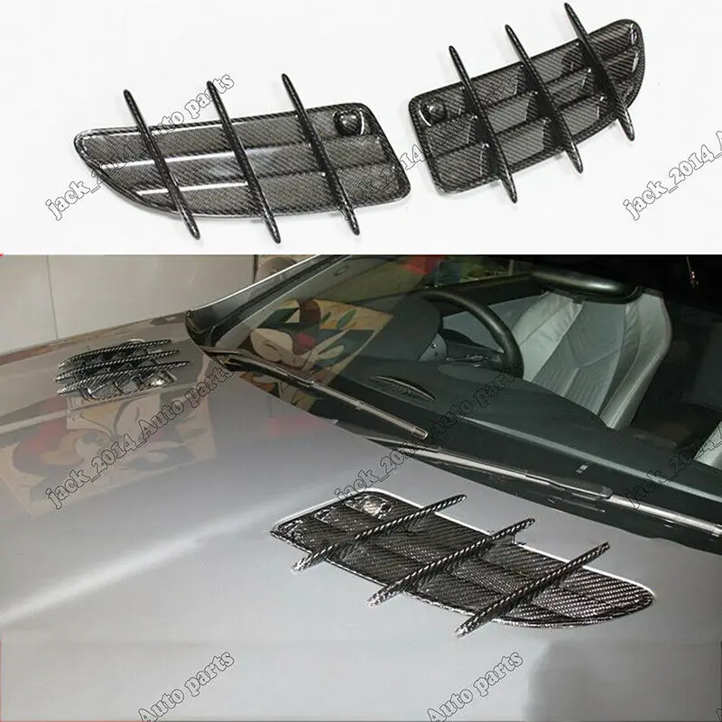 Real Carbon fiber hood vent scoop fin For Benz 2005 2006 2007 2008 2009 2010 SLK55 SLK350 R171 AMG