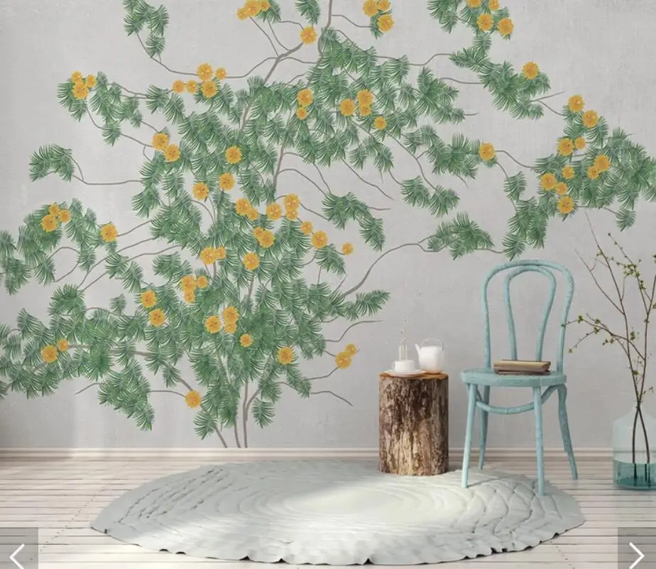 

3D Tree Leaves Flower Wallpaper Murals for Living Room Home Wall Mural Decals Wall Art Floral Wall Paper Contact Paper Custom