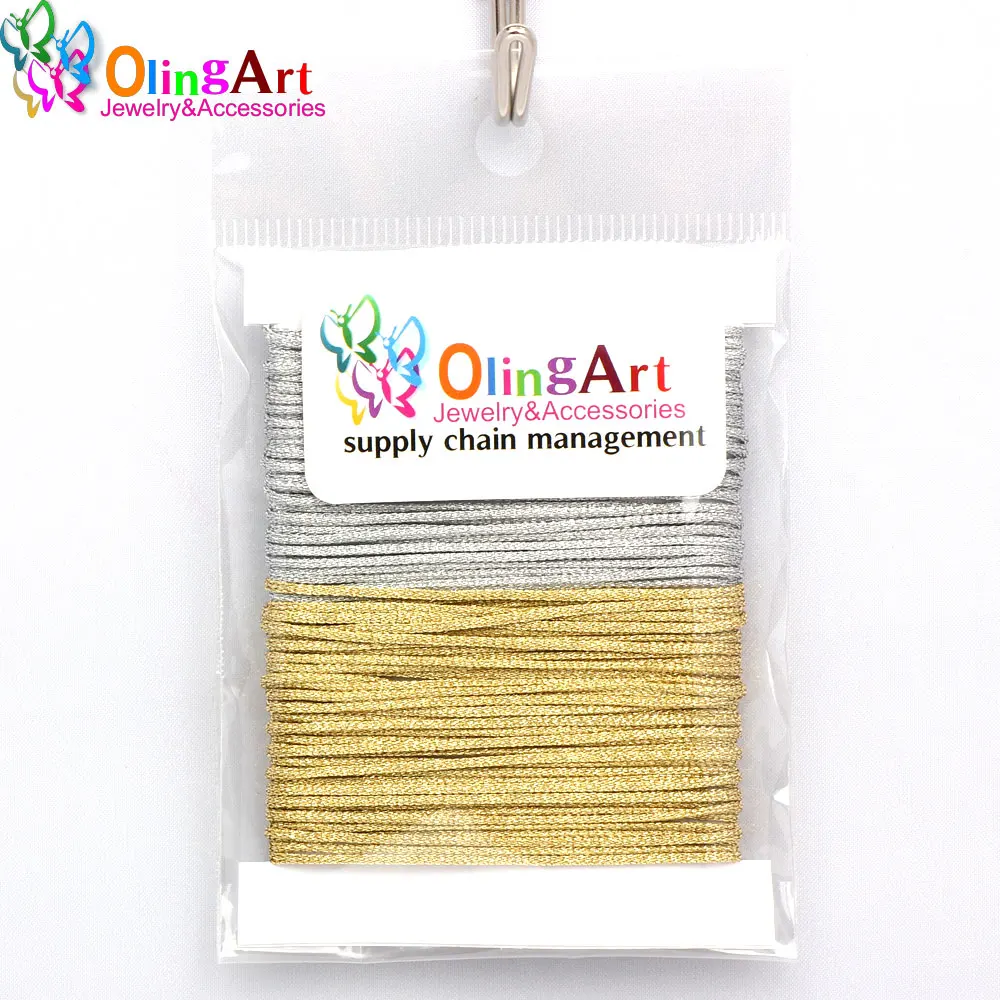 OlingArt 10M 1.0mm Gold Silver Thread Color Line Chinese Knot String Knit Cord Ropes Wire DIY Jewelry Making Bracelet Nylon