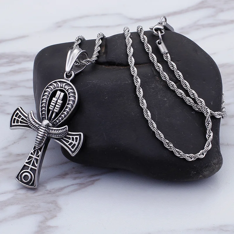 Egyptian Life Cross Pendant Eternal Life Stainless Steel Anka Egyptian Style Personality