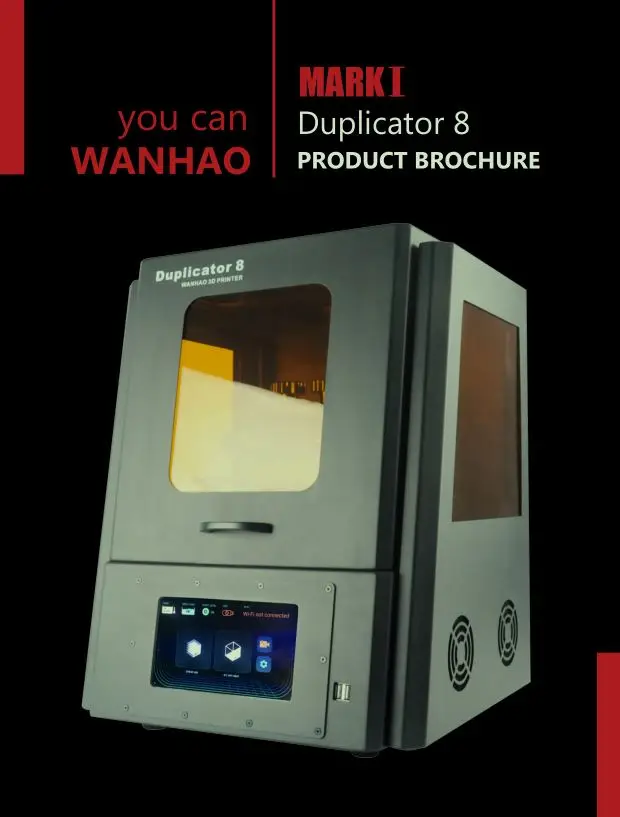 2018  WANHAO biggest  cheap  DLP LCD SLA Resin Jewelry Dental 3D Printer D8  with touch 8.9 inch screen