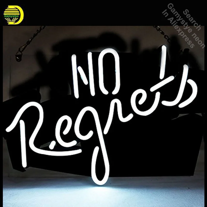 Neon Sign for No Regrets Handmade neon bulb Sign Love Neon lights Sign glass Tube Handcraft Iconic Bulbs Super Bright club lamp