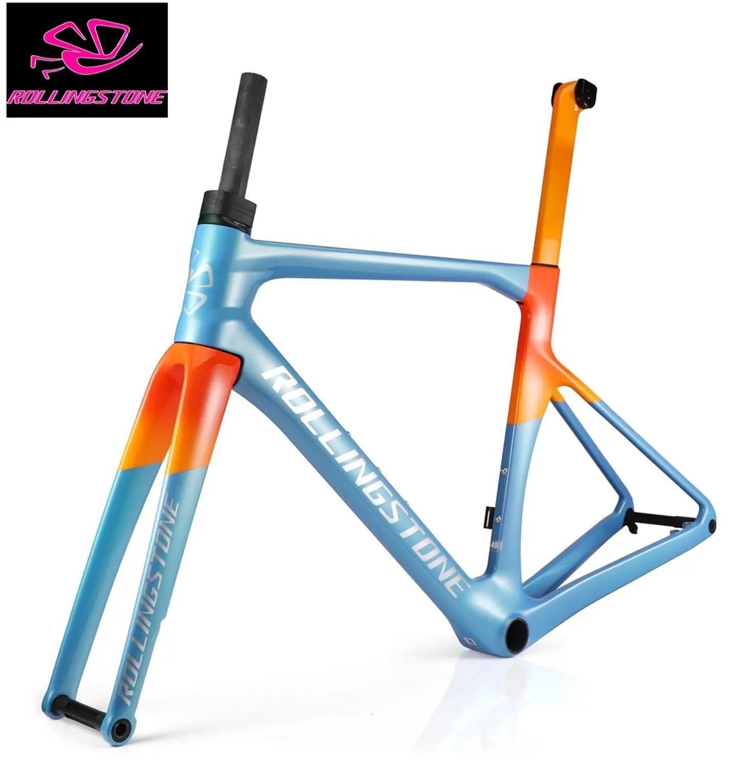 Rolling Stone Hider Carbon Disc Brake Road Frame Set, Aero Integrated Bar, 46, 49, 52, 55cm