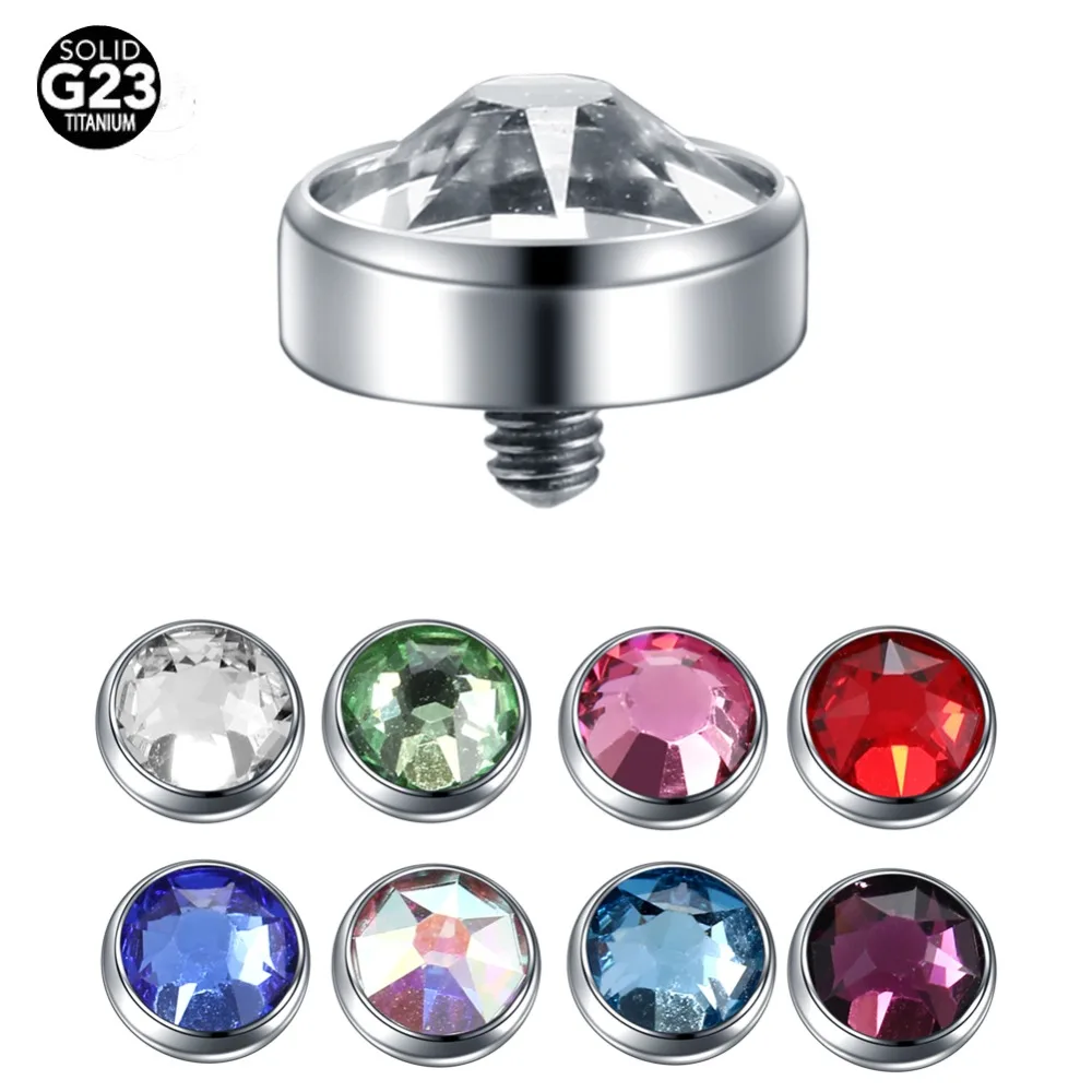 1PC G23 Titanium Microdermal Piercing 16G Crystal Dermal Anchor Top Medusa Piercings Surface Tragus Piercing Skin Diver Piercing